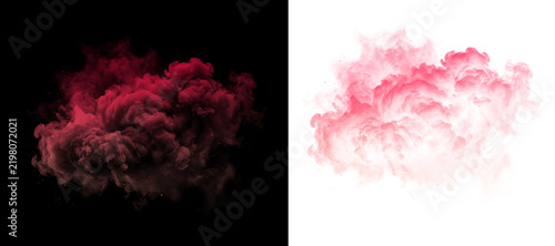 Red smoke cloud puff explosion dynamic energy formation effect