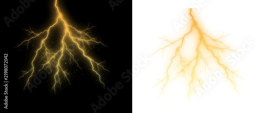 Yellow lightning bolt flash strike thunderstorm electrical power element