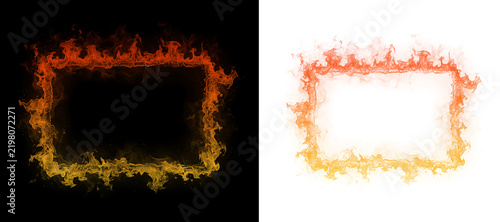 Fire frame rectangle shape burning hot flame effect border