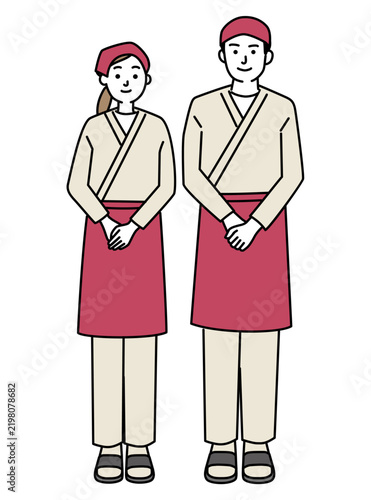 飲食店スタッフ　若い男女