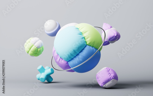 Inflatable soft balloon geometries, 3d rendering.