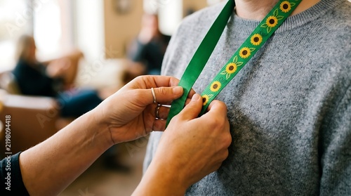Person wearing a sunflower lanyard representing hidden disability awareness and support.