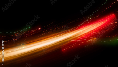 Dynamic Long Exposure Light Trails Background with Speed Motion Blur and Glowing Streaks