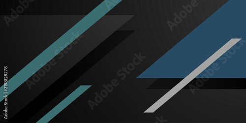 Abstract dark color background with overlap blue and green diagonal shapes pattern element concept design. Simple flat banner style.