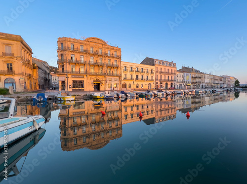 Sunrise over the Royal Canal in Sète, Occitanie, France