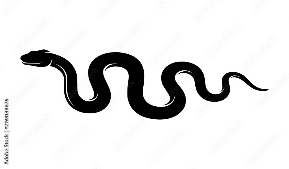 Fototapeta premium Slithering Snake Black Silhouette, Reptile Wildlife Vector Illustration