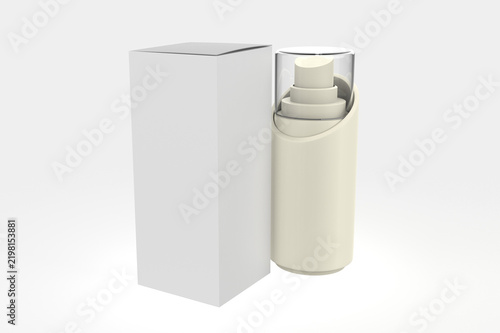 cosmetic pump bottle isolated on white background. 3d illustration