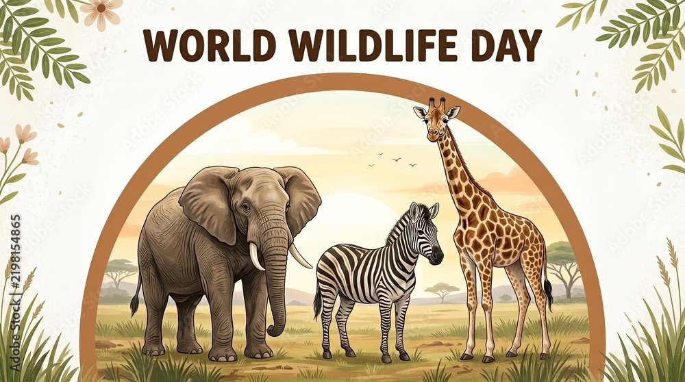 Obraz premium Celebrating world wildlife day protecting endangered species and preserving biodiversity for future generations worldwide