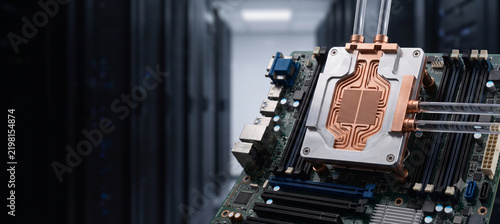 Micro-channel direct-to-chip cold plate distributing clear dielectric coolant inside an high-speed enterprise server rack