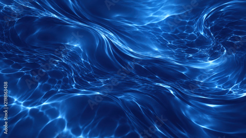 Abstract Blue Water Ripples with Shimmering Light Reflections