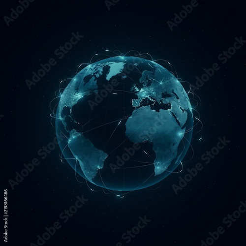 Global earth sphere data network connection digital.