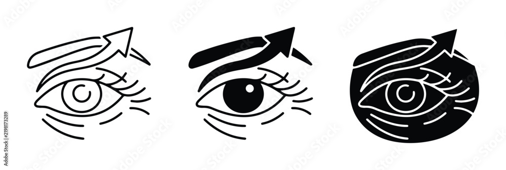 Fototapeta premium Eye Lift Icons, Cosmetic Surgery, Eyelid Correction, Beauty Enhancement Graphics