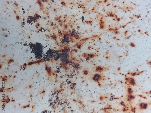 Obraz na plátně Rust texture on white painted metal surface with corrosion spots