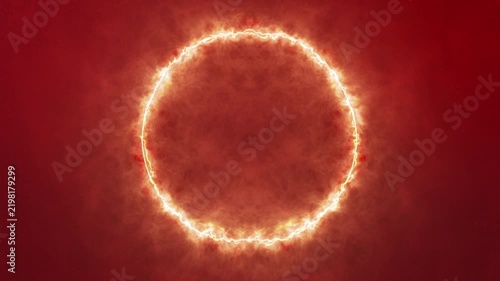 Abstract cinematic background with glowing orange circular light and drifting smoke, ideal for sci-fi scenes, title sequences, music videos, intros, screens and atmospheric visuals, seamless 4K loop
