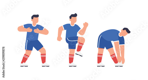 Foto Athletes performing stretching exercises in a flat vector illustration style