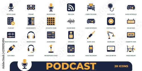 Canvastavla Podcast production icon set