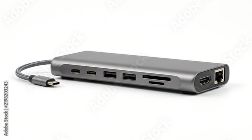 USB C Hub Multiport Adapter Docking Station on White Background