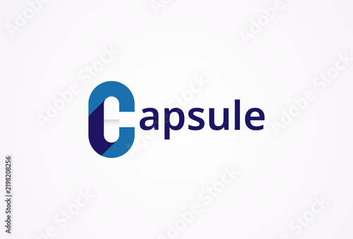 Capsule Logo, letter C with capsule icon combination in Capsule typography, vector illustration