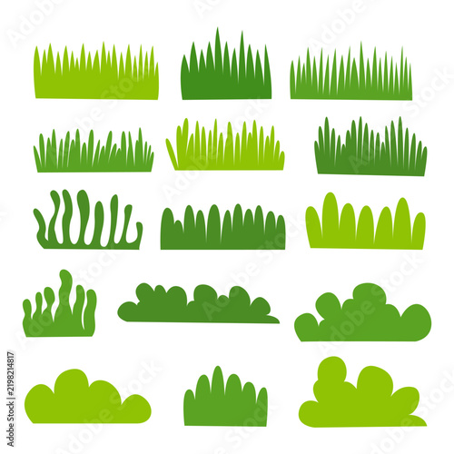 Collection of grass. grass tree set isolated on white background. vector illustration.