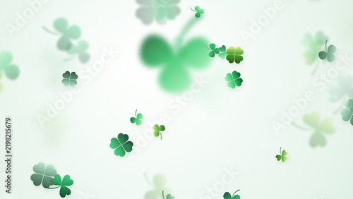 Artistic floating clover leaves against a light backdrop representing good luck and Irish festive joy