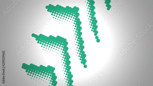 Abstract Background Featuring Dynamic Green Dots Arranged In Geometric Wavy Patterns On White Gradient Surface