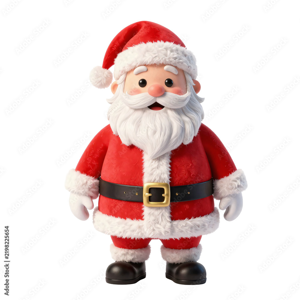 Fototapeta premium Cartoon santa claus dressed in his traditional red suit with white fur trim
