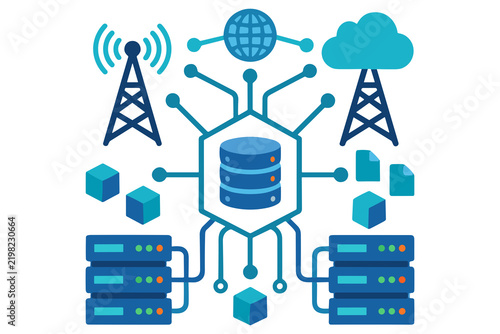 Bild auf Leinwand Data Center Networking and Cloud Computing Infrastructure Concept