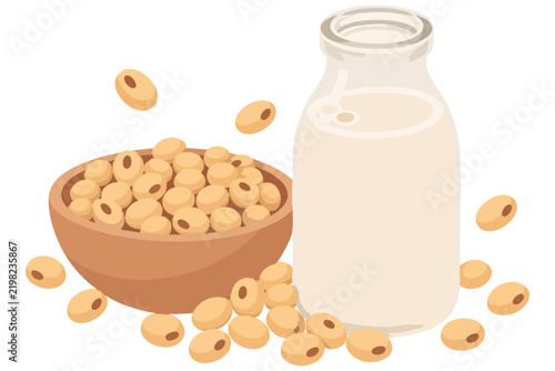Traditional Soy Milk Beverage Flat Vector Illustration