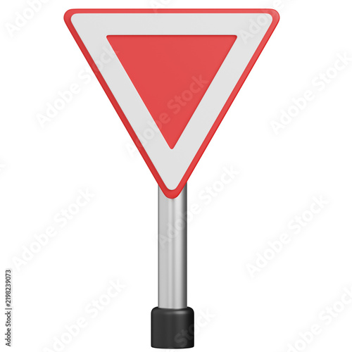 3D render  Red Yield Traffic Sign icon 