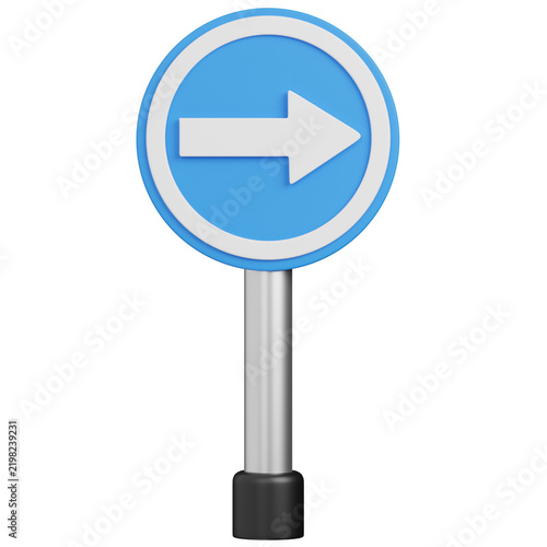 3D render Road Sign with Arrow Pointing Right Isolated icon 