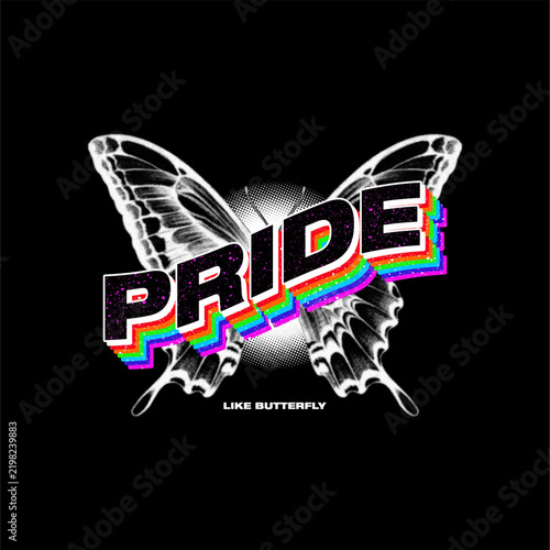 pride butterfly alogan abstract vintage vector