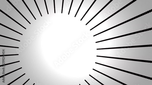 Abstract Background Featuring Pulsating Black Dotted Radial Lines Expanding From A Bright White Center Point