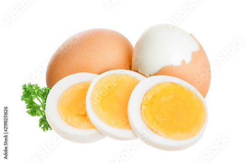 boiled egg and half isolated on white background