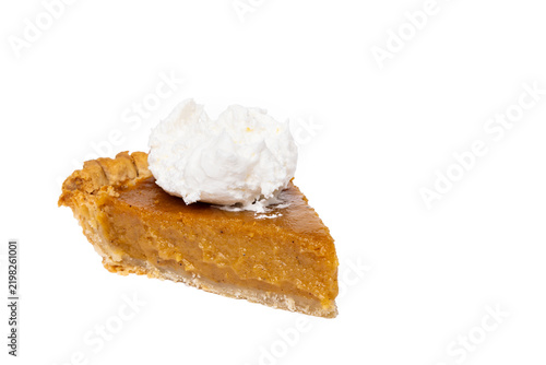Pumpkin Pie Slice with Whipped Cream Topping