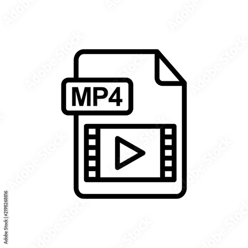 MP4 file document icon with filmstrip play button for video media player and movie format in transparent background