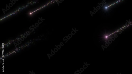 Looping CG with alpha channel featuring a massive swarm of colorful shooting stars streaking across the night sky