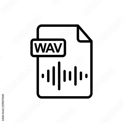 WAV file document icon with audio sound wave equalizer for voice recording music media format