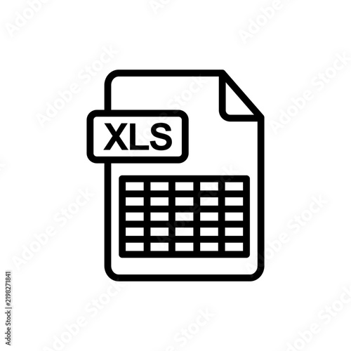XLS file document icon with spreadsheet table grid for excel data report calculation and database format in transparent background