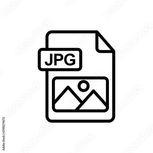 JPG file document icon with picture image landscape symbol for compressed photo format in transparent background