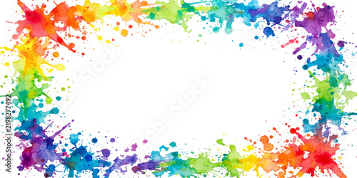 Vibrant-Rainbow Ink-Splatter Rectangular-Frame With-Central Blank-Space
