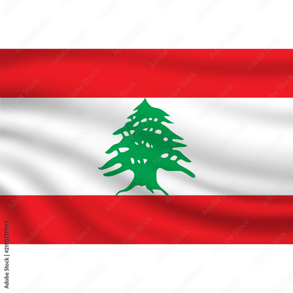 Obraz premium Waving Lebanon National Flag