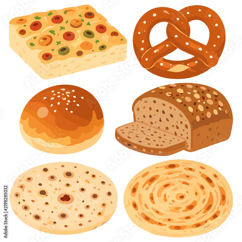 Assorted Bread and Bakery Food Collection Illustration