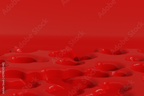 Abstract glossy red Christmas background featuring flowing liquid waves, creating a bold, luxurious, and festive holiday atmosphere.
