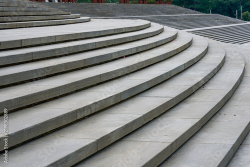 Square arc stone steps concentric circle curve pavement landscape