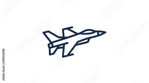Minimalist outline icon of a supersonic military fighter jet.