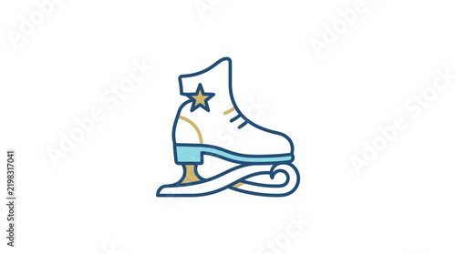 Stylized cartoon ice skate illustration with star decoration.