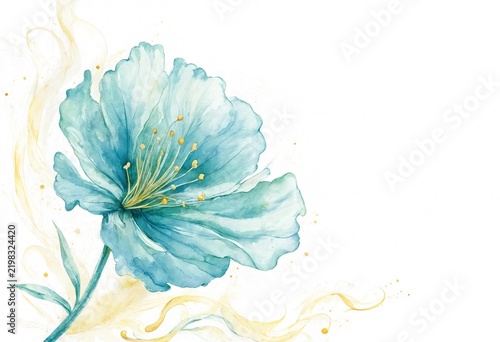 Watercolor Blue Flower with Swirling Details