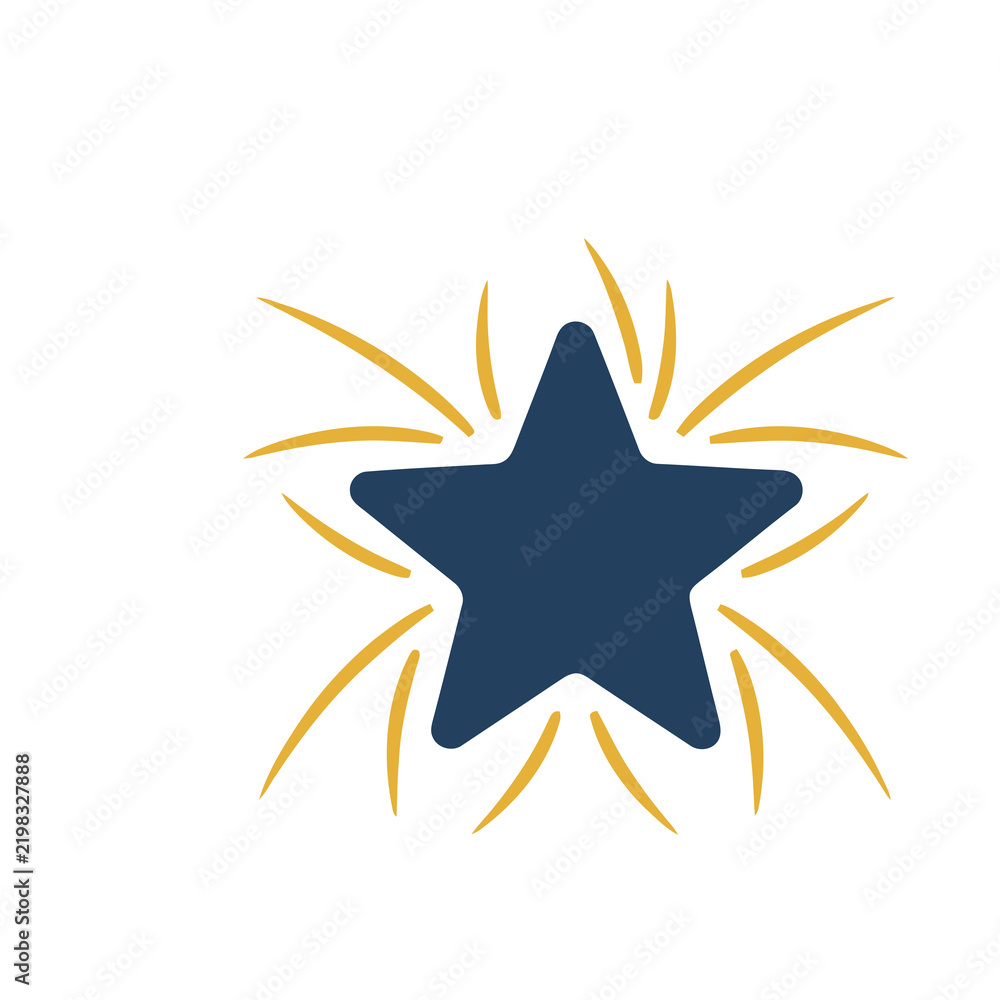 Obraz premium Blue star with yellow rays