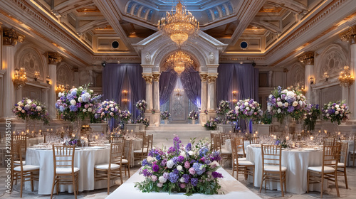 Elegant wedding banquet hall setup