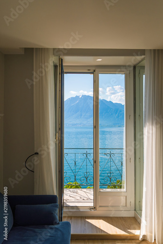 room with Lake Geneva view in Montreux Switzerland